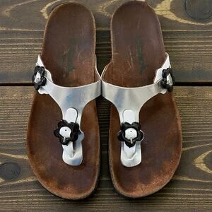 Birkenstock Gizeh Thong Sandals Silver Women Size 6